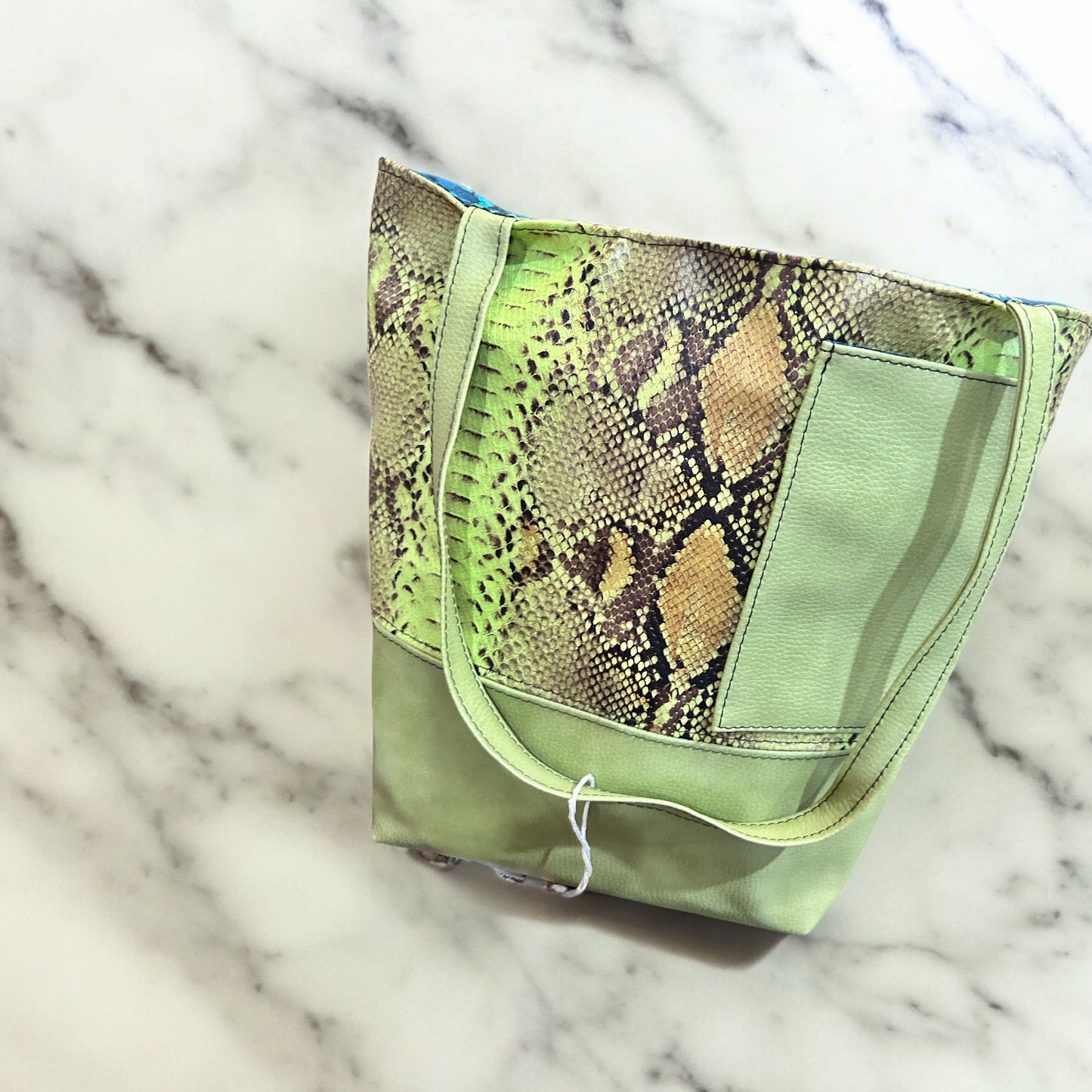 Green faux Snake Tote Bag