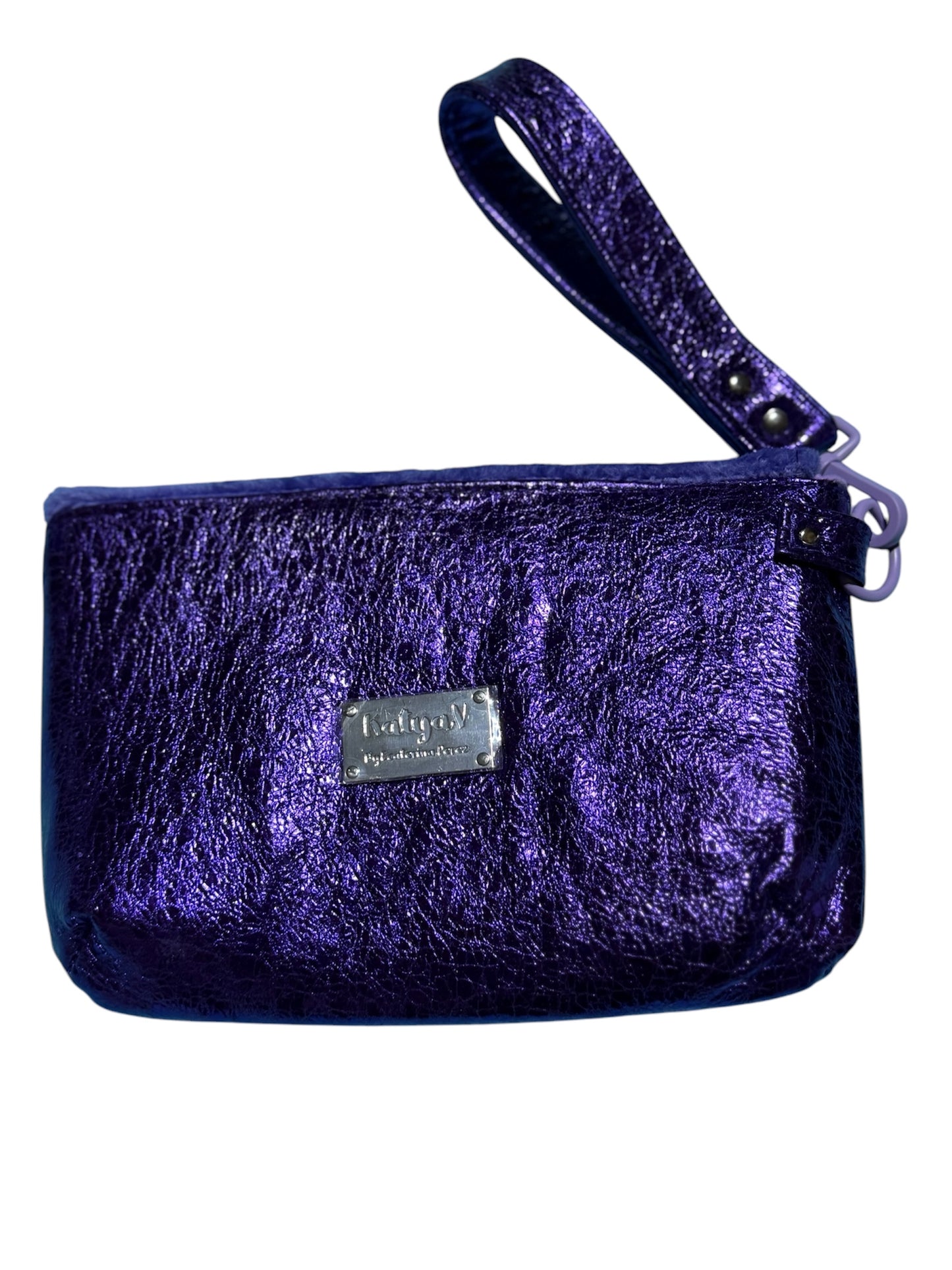 Purple Leather Wristlet Purse