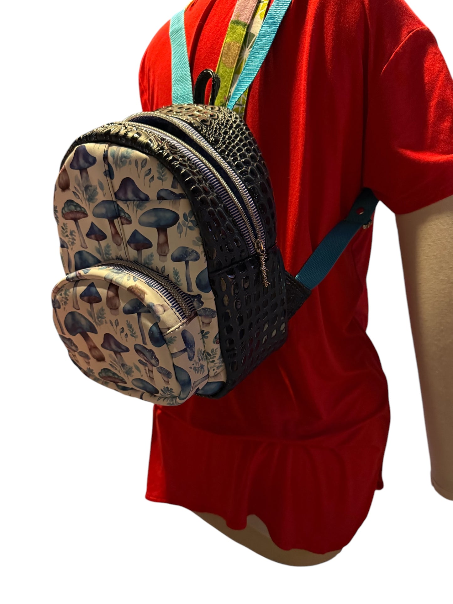 Blue Mushroom Mini Backpack