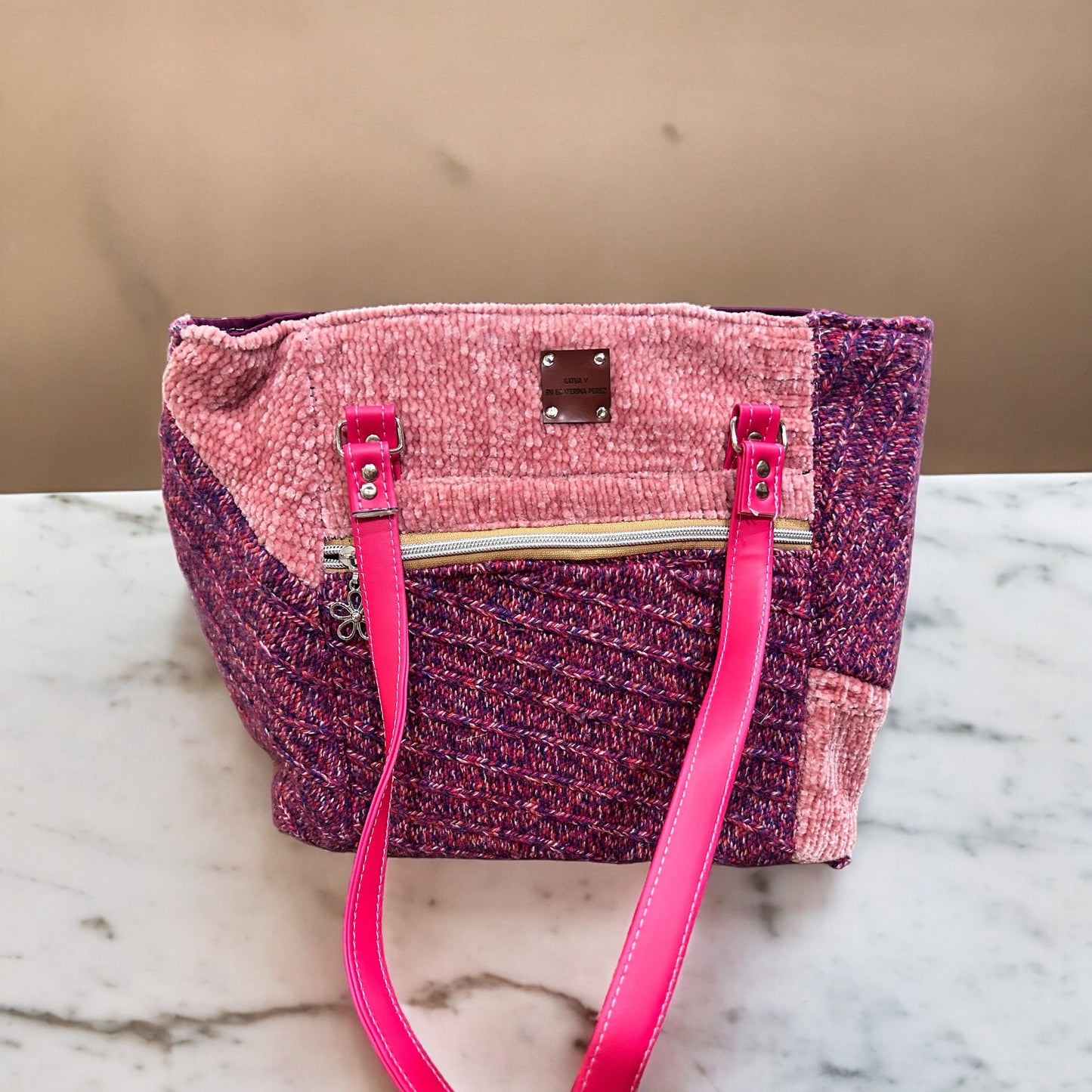 Pink Recycled Sweater Tote Bag