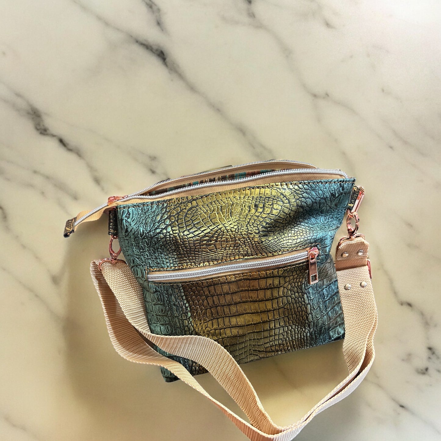 Green Croc Crossbody
