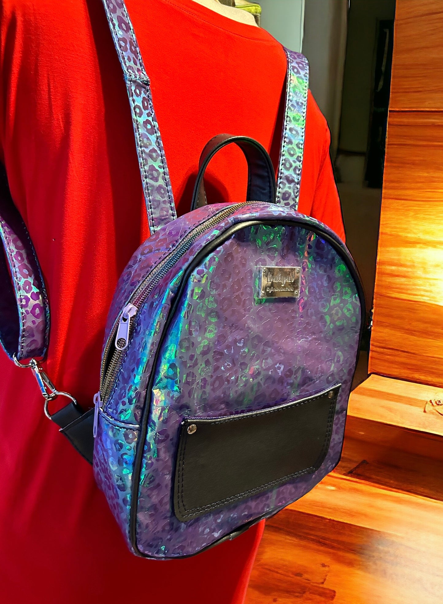Leopard Iridescent Mini Backpack
