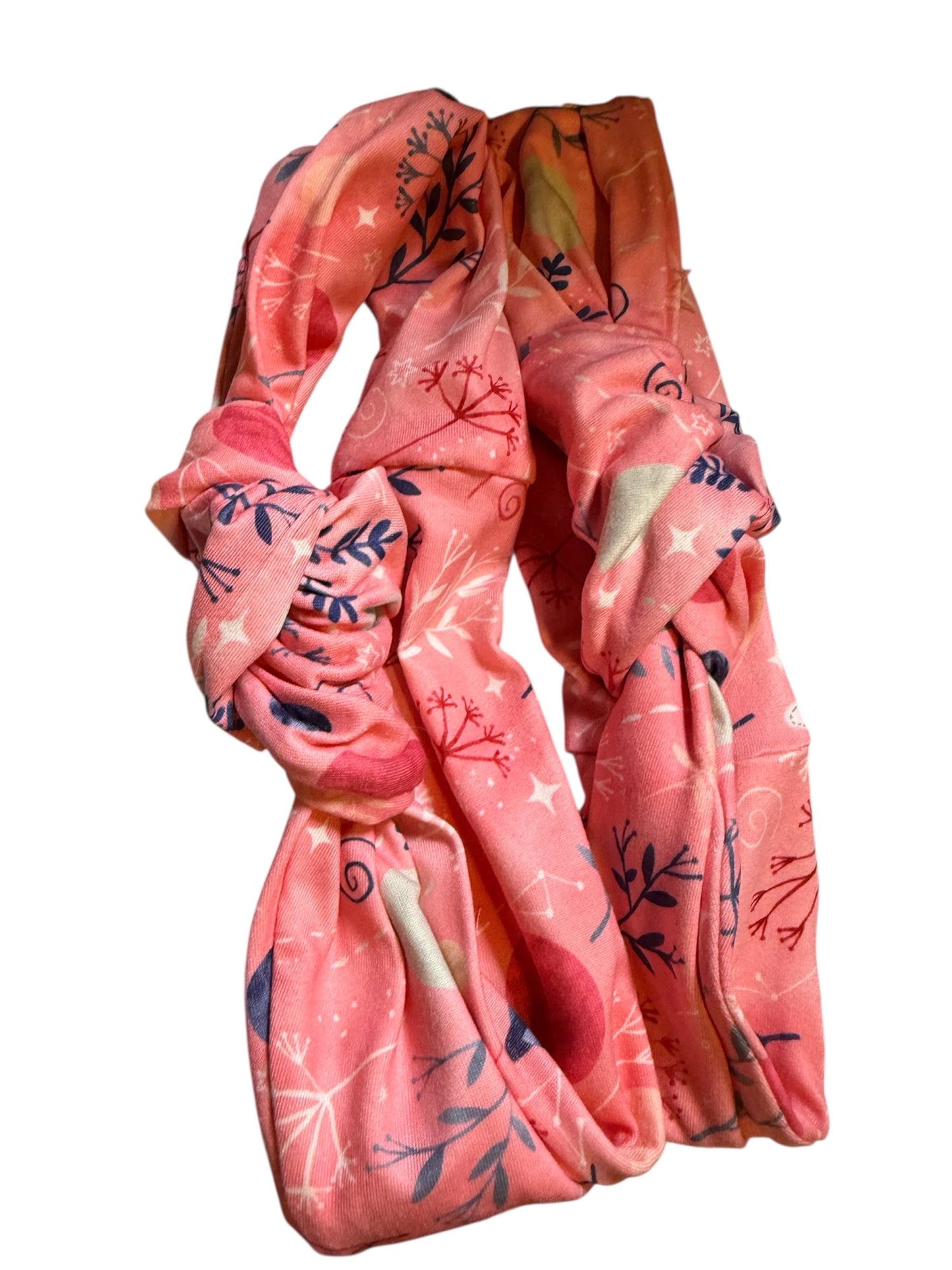 Leaves in Pink Adjustable Knot Headband, Cute Headband, Kids Headband