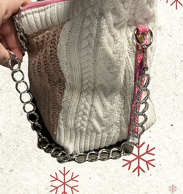 Upcycled Sweater mini handbag with Chain