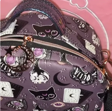 Witchy cat & moon bowler bag with shoulder strap