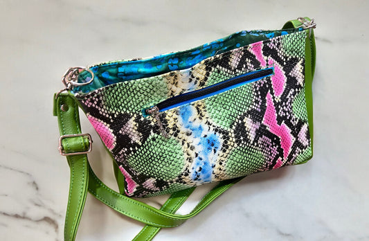 Green Faux Snake Handbag