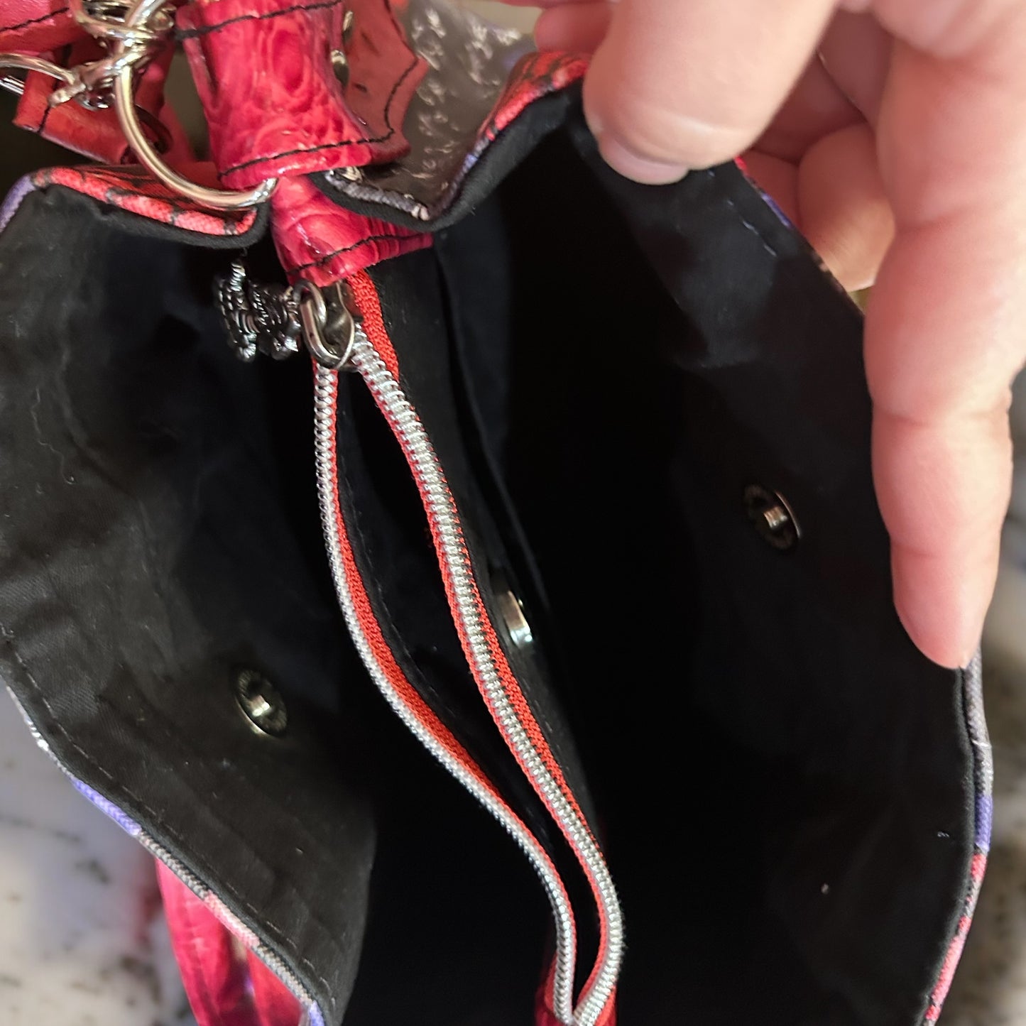 Lydia in Red Bucket Bag