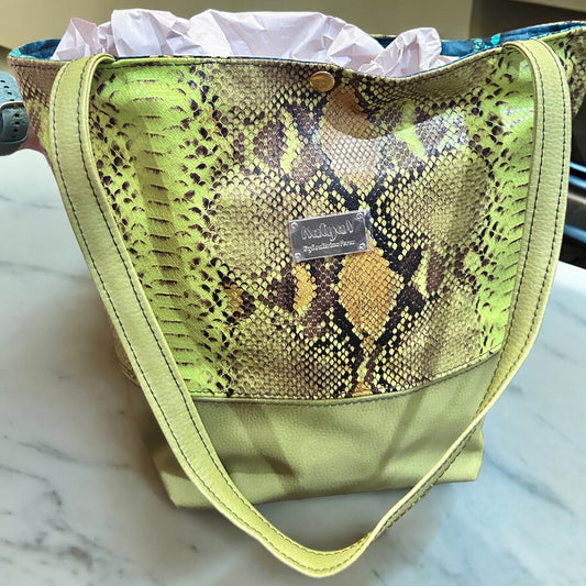 Green faux Snake Tote Bag