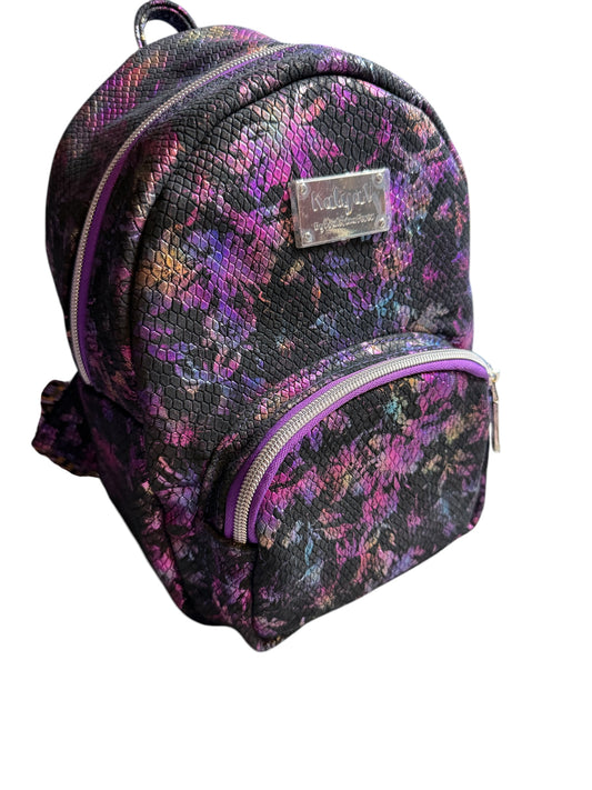 Leather Purple Flowers Mini Backpack