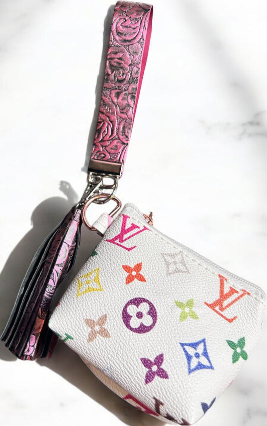 Faux Designer  Wristlet w/ Tassle & Pouch