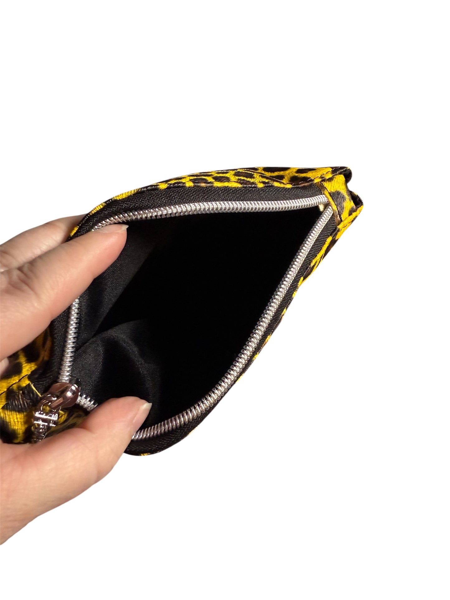 Leopard Heart Cutout Zipper Pouch