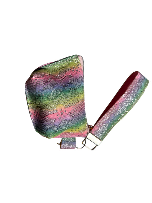 Pastel Rainbow Glitter Keyfob & Pouch
