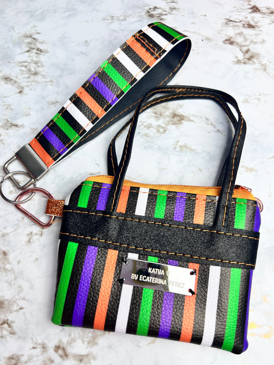 Striped Halloween Wristlet  & Pouch Combo