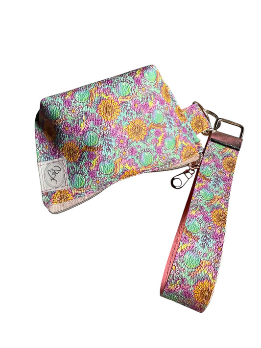 Teal Sunflowers Keyfob & Pouch