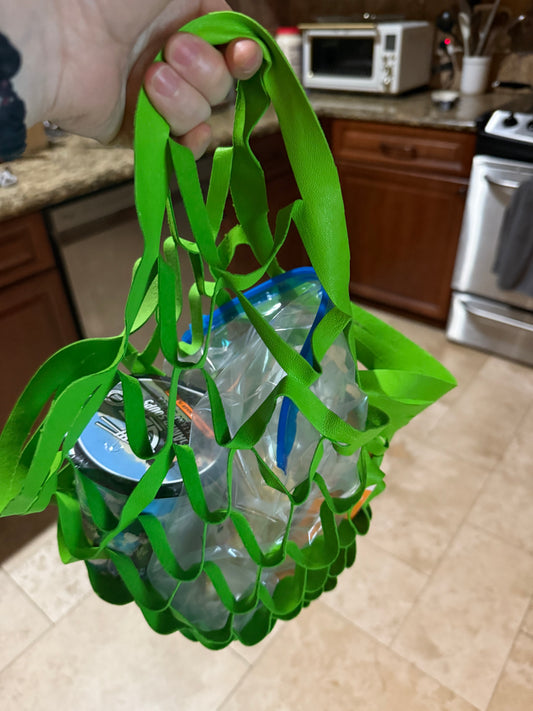 Green Leather Mesh Market Bag