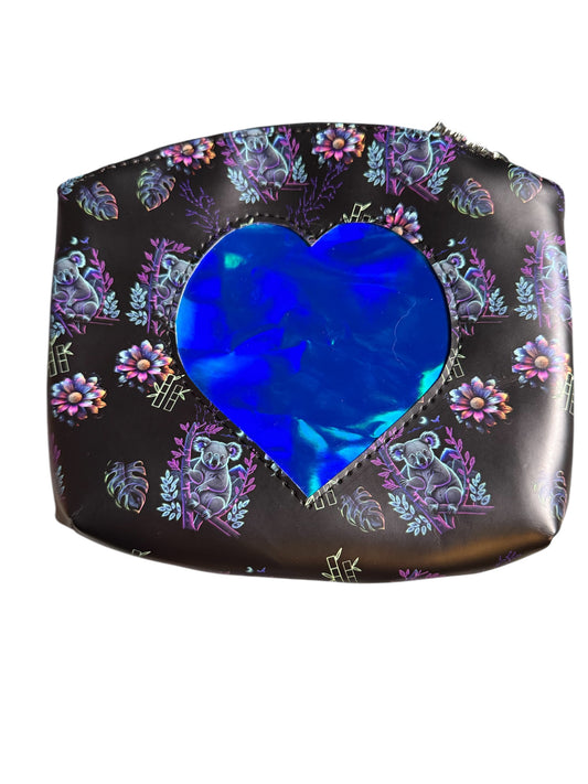 Neon Pandas Heart Cutout Zipper Pouch