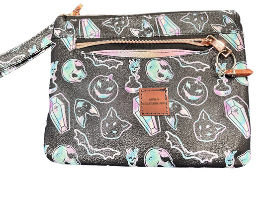 Cats, Pumpkin & bats Wristlet Pouch