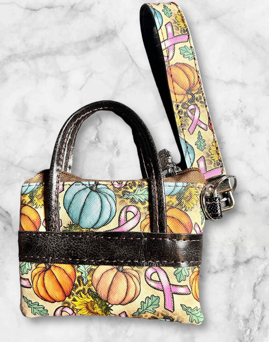 Breast Cancer Awareness Pumpkins Wristlet  & Pouch Combo