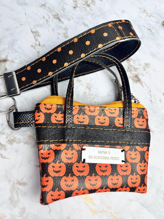 Pumpkin Halloween Wristlet  & Pouch Combo