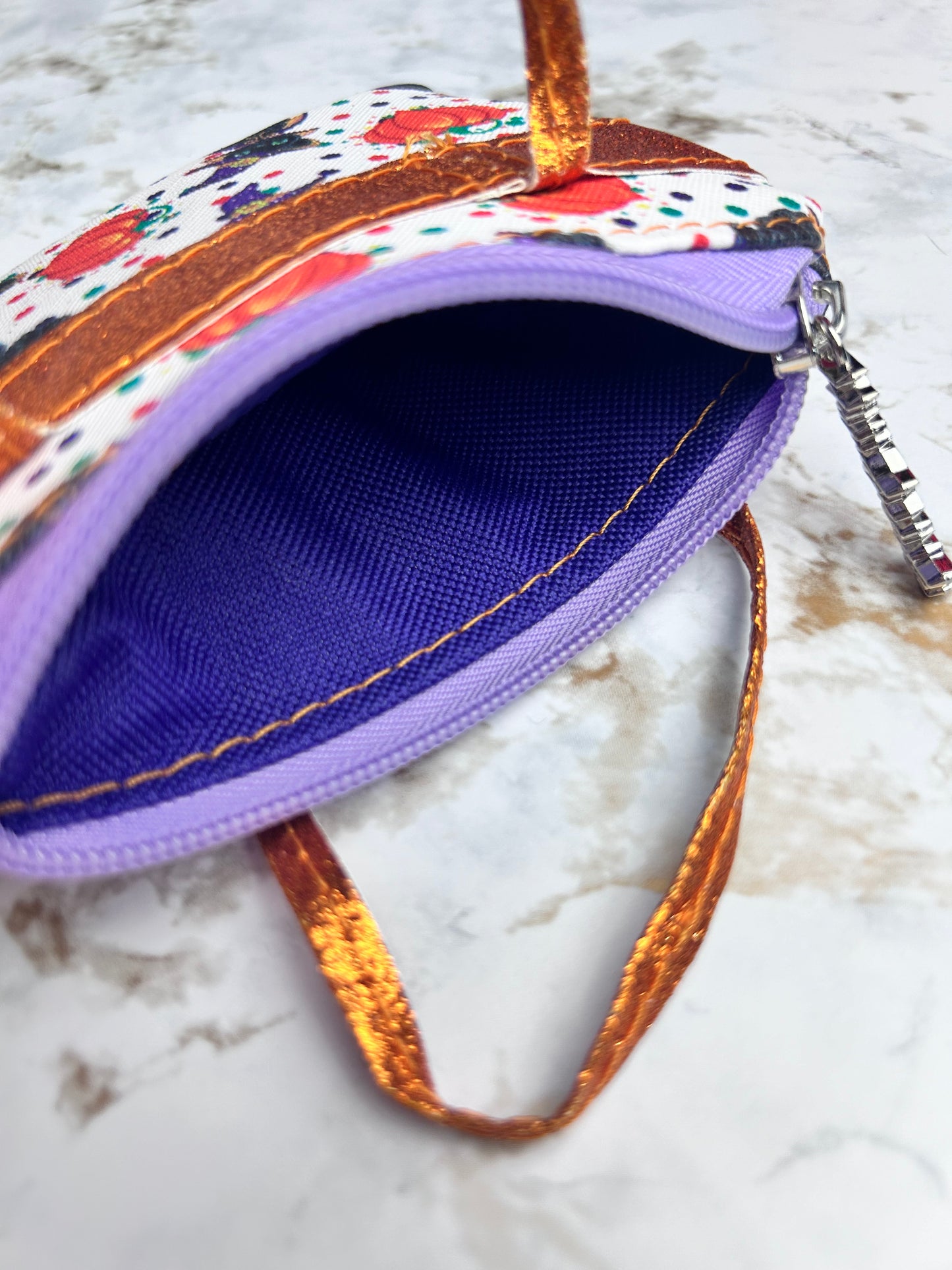 Cat Pumpkin Halloween Wristlet  & Pouch Combo