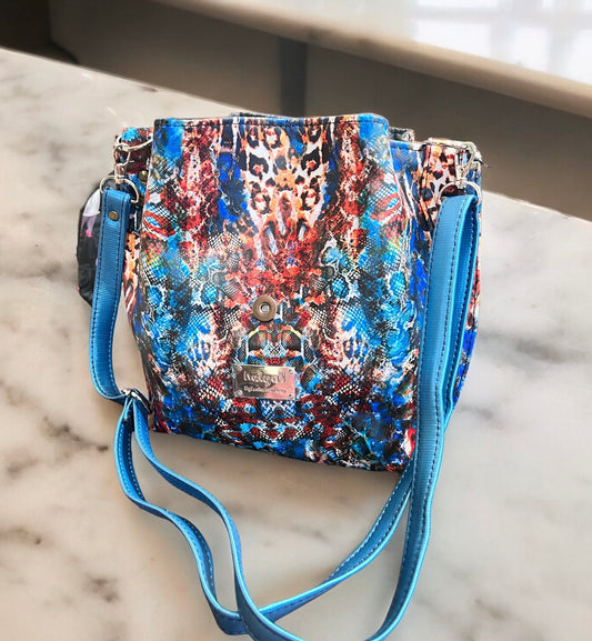 Blue Leaopard Bucket Bag