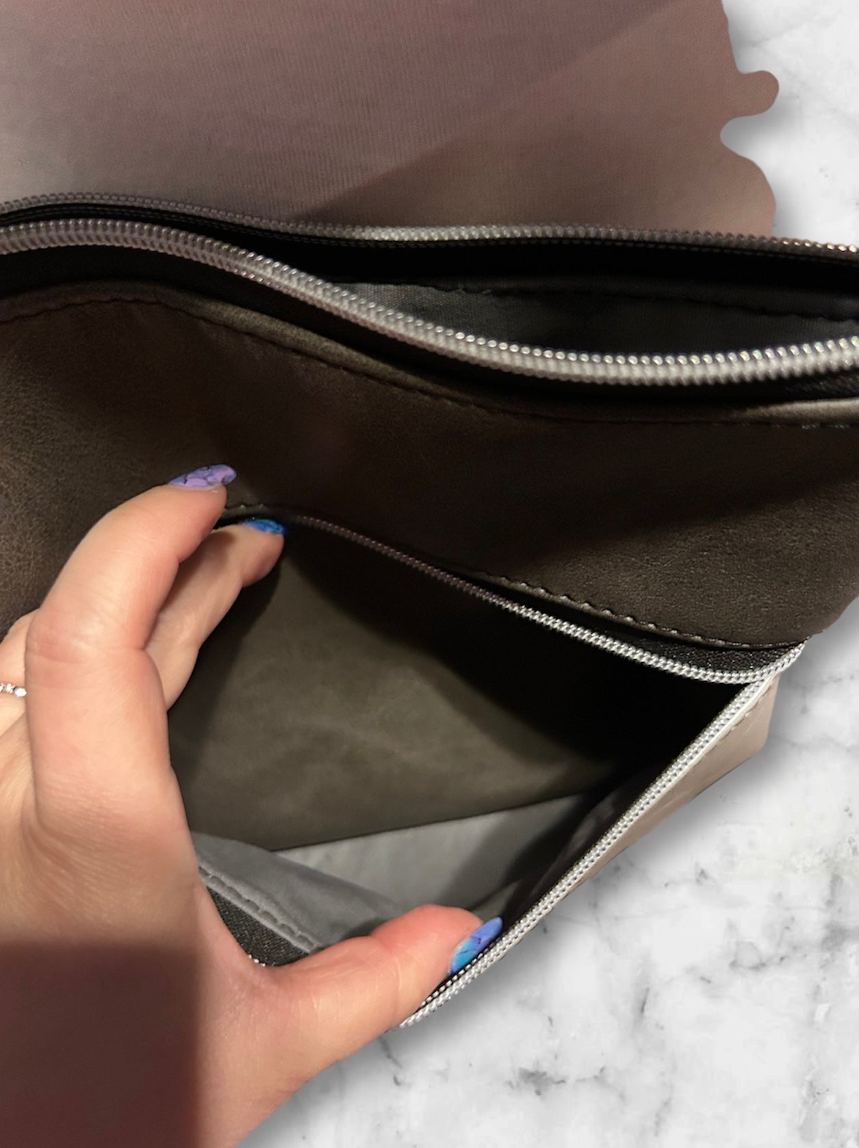 Grey/Silver Embossed Circles Crossbody Bag