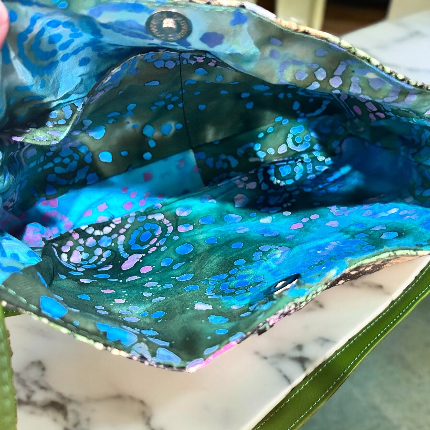 Green Faux Snake Handbag