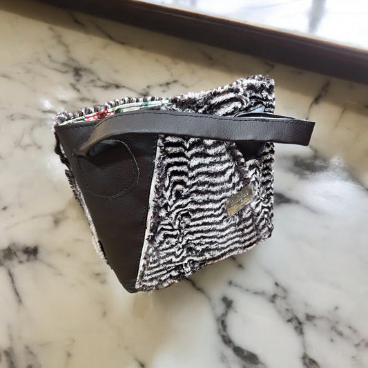 Brown Vinyl & Striped Faux Conceal Carry Handbag