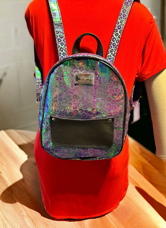 Leopard Iridescent Mini Backpack