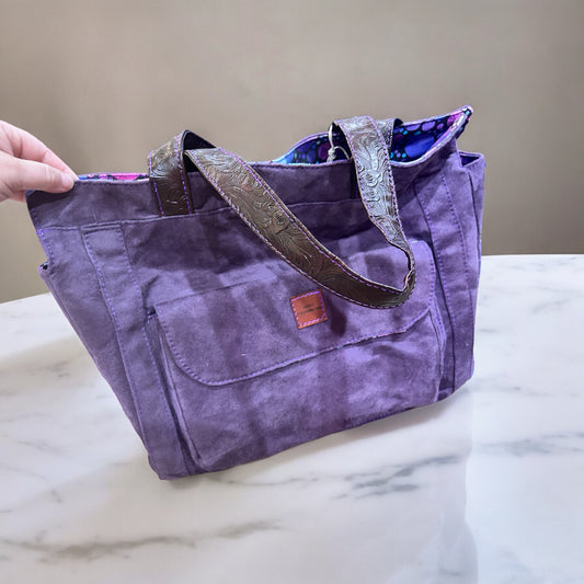 Purple Suede Tote Bag