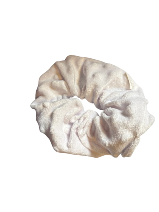 White Plush Dots Chunky Scrunchie, Hair Tie, Hair Band