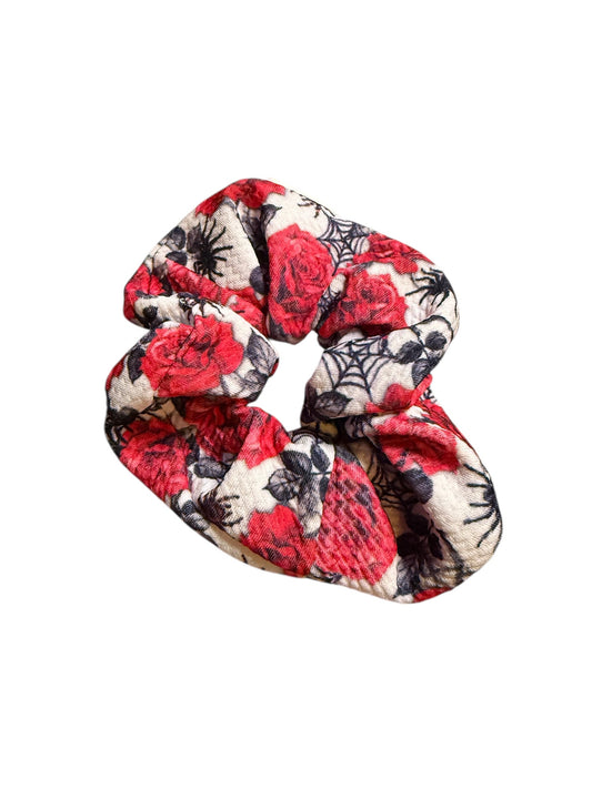 Spiders and Flowers Medium Scrunchie, Hair Tie