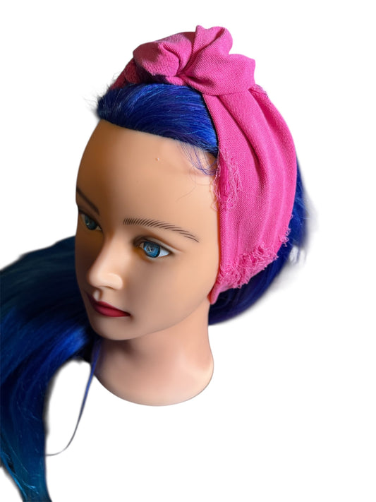 Tattered Pink  Adjustable Knot Headband, Cute Headband, Kids Headband
