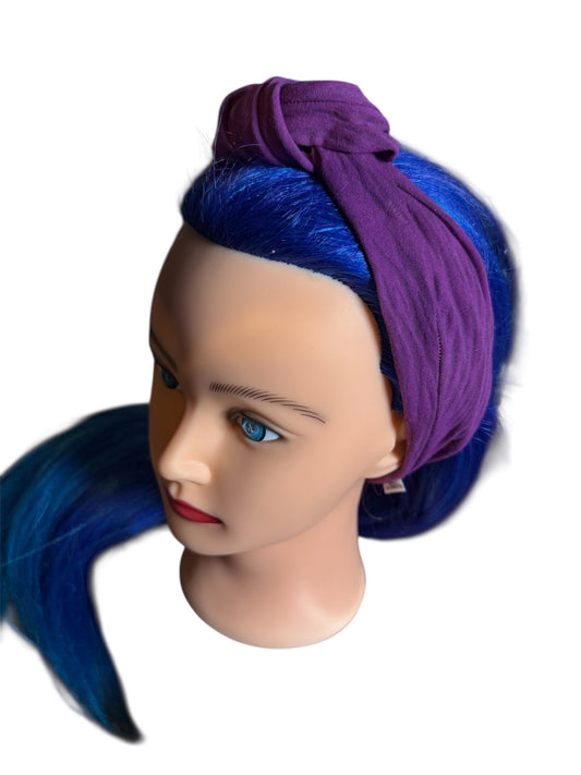 Purple Black Stripes Adjustable Knot Headband, Cute Headband, Kids Headband