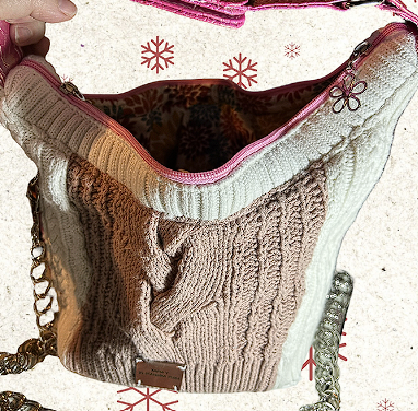 Upcycled Sweater mini handbag with Chain