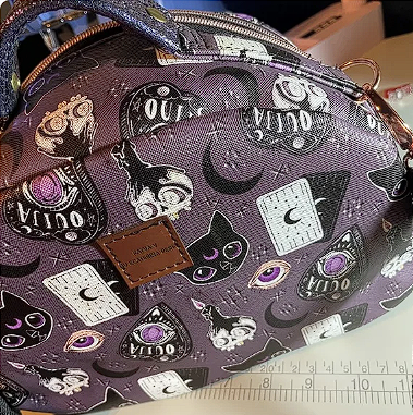 Witchy cat & moon bowler bag with shoulder strap